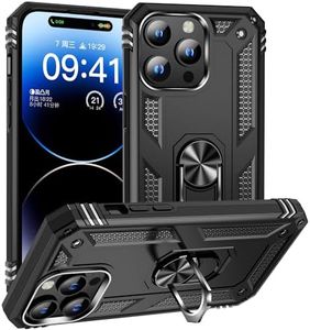 Fetrim Funda para iPhone 15 Pro, Carcasa Shock Absorción de con Anillo de rotación Soporte para Apple iPhone 15 Pro Negro