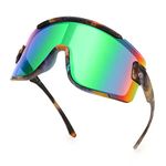 Karsaer Big Shield Wraparound Sunglasses Rave for Men Women Neon Sun Visor Glasses Cycling Ski Shades B5019