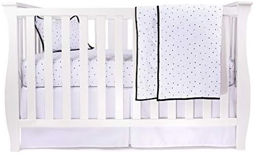 Ely's & Co. Baby Crib Bedding Sets for Girls — Perfect for Toddler Beds — 4 Piece Set Includes Crib Sheet, Quilted Blanket, Crib Skirt, and Decorative Toddler Pillowcase —Black & White Dottie