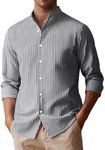 COOFANDY Men's Summer Beach Shirts Long Sleeve Button Up Shirt Casual Linen Shirt