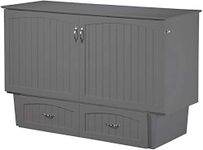 Atlantic Furniture AC5940009 Nantucket Murphy Bed Chest with Charging Station & Coolsoft Mattress, Queen, Grey