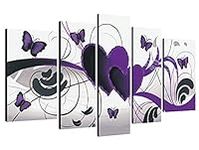 Wieco Art Purple Love Butterfly 5 P