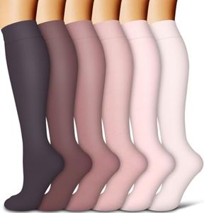 COOLOVER Copper Compression Socks for Women and Men(6 Pairs)-Best Support for Running, Athletic, Nursing, Travel, 13 Pink Series 6 Pairs, Large-X-Large