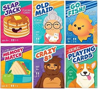 LotFancy Card Games for Kids, 6 Decks, Go Fish, Old Maid, Crazy Eights, Memory Match, Slap Jack, Animal Playing Cards, Easter Basket Stuffers, Stocking Stuffers