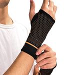 INDEEMAX Copper Wrist Compression Sleeve 1 Pair, Comfortable Hand Brace Support for Arthritis, Tendonitis, Sprains, Workout, Carpal Tunnel - Left & Right - Women and Men