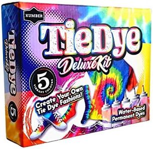 KUMBER Tie Dye Kit Kids - 5 Colours with Added Refill Packs, Rubber Bands, Gloves and Funnel - Art and Craft Set for Dyeing Clothes, Creative Games & Activities - Suitable for Kids and Adults