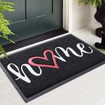 Colorxy “Home” Door Mat, Dirt Trapper Doormats Non-Slip Low Profile Durable Door Mat for Outdoor, Indoor, Entrance, Patio, Front Back Door, 30" x 17.5", Black