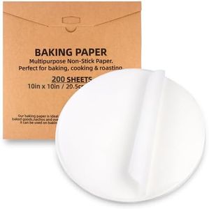 200 Pcs Parchment Paper Baking Sheets Round 10 Inch,Round Cake Pan Parchment liners,Baking Parchment Non-Stick Baking Parchment Paper Circles,Baking Air Fryer Steaming Bread Cup Cake(White-10")