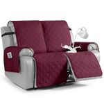 VANSOFY Waterproof Loveseat Recliner Cover, Sofa Covers 1-Piece Washable Reclining Sofa Cover Non-Slip Furniture Protector with Elastic Straps Pocket for Dogs, Pets(Burgundy,2 Seater)