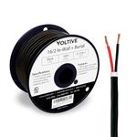 Voltive 16/2 Speaker Wire - 16 AWG/Gauge 2 Conductor - UL Listed in Wall (CL2/CL3) and Outdoor/In Ground (Direct Burial) Rated - Oxygen-Free Copper (OFC) - 100 Foot Spool - Black