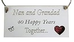 Nan and Grandad Grandparents Anniversary Gift Plaque Gift 40 Years 40th Ruby Wedding