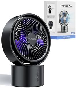 ARCTICOOL 5.5 Inch Small Table Fan, 90° Auto Oscillation with 5 Wind Modes, Cordless Desk Fan, Rechargeable USB Fan Battery Powered Quiet, Portable Personal Table Fan for Home, Office (Black Purple)