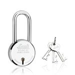 Link® 65mm New Round Padlock with Long Shackle | Steel Body | Iron Liver | Double Locking | 3 Silver Keys | 1 Padlock | Made in India…