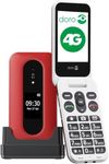 Doro - Leva L30 - Senior Mobile Phone - No Contract 4G Folding Mobile Phone - External Display - HD Sound Quality - Camera - Emergency Button with GPS - Charging Station Included - Red/White