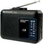 Retekess TR606 Tape Recorder Cassette Player, AM FM Cassette Players Walkman, Supports Voice/AUX Line in Record, Powered by DC or AA Battery (Black)