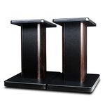 BQKOZFIN Speaker Stand 30 cm High Wooden Speaker Stand, Set of 2, Speaker Stand Suitable for Shelf Speakers, HiFi and Home Cinema Surround Sound, Improved Audio Listening Experience