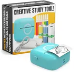 Mini Sticker Printer – Portable Wireless Ink-Free Thermal Printer for Photos, Stickers & Labels, Includes 4 Sticker Rolls, 2 Thermal Rolls & Markers, Rechargeable, Compact for Journaling, DIY & Office
