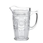 Kingrol 50 oz Glass Pitcher, Vintage Water Carafe Jug for Ice Tea, Homemade Juice, Milk, Beverages, Heat Resistant Glass Carafe for Hot/Cold Water