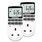 ORIDGET Digital Electrical Timer Plug Socket with 18 On-Off Programs, Countdown and Security Random Mode for Lights and Home Appliances, 24 Hour Weekly Programmable (13A / 2900W) 2pack