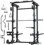 Major Fitness Drone3 Smith Machine, All-in-One Home Gym Power Rack with Cable Crossover, Pull-Up Bars, T-Bar & Squat Station, Heavy-Duty Full-Body Workout for Strength Training (D3SMS-BK (Rack Only)