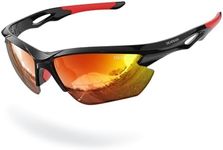 DEAFRAIN Sports Polarized Sunglasses for Men Women Baseball Cycling Running Fishing Driving Golf Red Glasses TR90 Unbreakable Frame