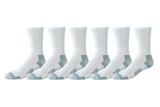 Amazon Essentials Men's 6-Pack Performance Cotton Cushioned Athletic Crew Socks, White, Shoe Size: 6-12