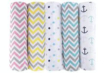 haus & kinder 100% Cotton Muslin Swaddle Wrap for New Born Baby, Unisex (Size 100 cm by 100 cm) (Pack of 5, Multicolor)