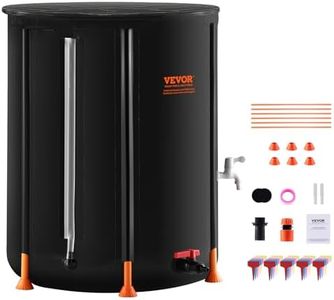 VEVOR Collapsible Rain Barrel, 53 Gallon Large Capacity, PVC Rainwater Collection System with Spigots and Overflow Kit, Portable Water Tank Storage Container for Garden Water Catcher, Black