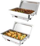 2 PACK Electric Chafing Dish Buffet Set 9QT Buffet Servers and Warmers Digital Display Temperature Warming Tray Stainless Steel Food Warmer for Parties Weddings Caterings
