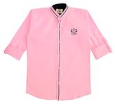 CAY 100% Cotton Casual Solid Design Regular Fit Full Sleeves Button Down Shirt for Boy (6-7 Years, Pink)