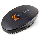 Kobe Grant Palm Brush 100% Natural Boar Bristle Hair Brush/Beard Brush - Military Style Hair Brush - Works Well With Beard Oils - Dark Wood