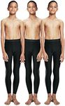 DEVOPS Boys 2~3 Pack UPF 50+ Compression Tights Sport Leggings Baselayer Pants, 1(3pack) Black/Black/Black, X-Small