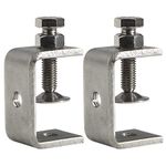 WEKBOSS Small C Clamps for Woodworking 40MM, Heavy Duty Stainless Steel Welding Clamps, Mini Metal Desk Clip for Mounting, with Wide Jaw Opening & Adjustable Screw & Pad(2PCS)