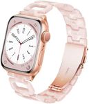 Ocaer Compatible with Apple Watch Band 42mm 41mm 40mm 38mm, Fashion Skeletonized Light Resin iWatch Band with Stainless Steel Buckle for iWatch Series 10 9 8 7 SE 6 5 4 3 2 1 (Flower Pink Rose Gold)