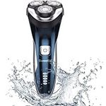 SweetLF 3D Rechargeable Waterproof IPX7 Electric Shaver Wet & Dry Rotary Shavers for Men Electric Shaving Razors with Pop-up Trimmer, Blue