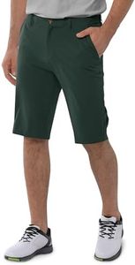 33,000ft Men's Golf Shorts Dry Fit, Lightweight Quick Dry Golf Stretch Shorts with Pockets 11" Inseam for Travel Casual Dark Green
