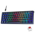 AULA 60 Percent Wired Mechanical Keyboard, Hot Swappable Compact RGB Gaming Keyboards with Red Switches-Black