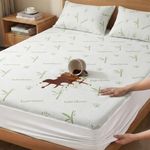 Ayka 100% Waterproof Natural Bamboo Mattress Protector King Size Breathable Hypoallergenic Noiseless Ultra Soft Fitted Bed Protector 72x78 inch Mattress/Bed Cover (King (72 * 78"))