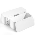 Yecaye Cable Management Box, 2 Pack Cable Organizer Box, Large and Medium Size Cord Box, Cord Hider Box to Hide Surge Protector Cover on Desk or Floor - White