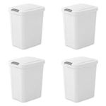 Sterilite 10438004 4-Pack Touch-Top Wastebasket, 7.5-Gallon, White