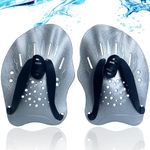 Hand Paddles for Swimming, Swimming Hand Paddles for Adult and Junior, Swim Paddles with Adjustable Straps, Equipment and Kit for Training aid in Pool, for Novice and Professional Use - Unisex, Grey