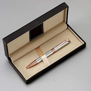 Penneed Ballpoint Pen with Gift Box, Retractable Pen for Men Women Executive Business Office School Supplies, Refillable 1.0mm Black Ink B5 (Rose Gold+Silver)