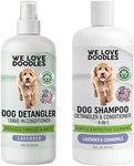 We Love Doodles Dog Shampoo & Detangler Spray for Dogs - Goldendoodle & Doodle Shampoo, Dog Dematting Spray & Leave in Conditioner for Dogs, for Sensitive Skin & Matted Hair, Lavender, Total 32oz