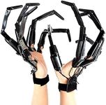 Articulated Finger Extensions,Halloween Scary and Flexible Articulated Fingers,1 Pair 3D Printed Finger Skeleton Extensions for Witch Ghost Cosplay (Black-1Pair)