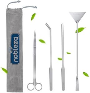 Nobleza 4-en-1 Herramientas de Acuario, Acero Inoxidable Accesorios de Limpieza de Acuarios - Juego de Herramientas para Paisajismo Espátula Alicates Tijeras Pinzas con Bolsas de Almacenamiento