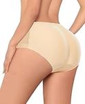 DERCA Butt Pads Padded Underwear for Women Seamless Butt Lifter Panties Hip Enhancer Shapewear Shorts (#a55 Beige-Padded Panties,Small)