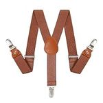 WELROG Boys Suspenders Boys Braces for Trousers 3 Clips - Kids Braces for Trousers Adjustable Elastic Y-shape Strong Clips Suspenders for Boys (Brown, 33.5Inch(8 Years - Up to 5 Feet Tall))