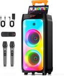 HWWR Karaoke Machine with 2 Wireless Microphones, Portable Bluetooth Karaoke Speaker for Outdoor, Big Party Speaker with Disco Lights for Gatherings, The Best Gifts for Christmas