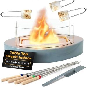 Tabletop Fire Pit Indoor | Smokeless Firepit | Smores Maker Tabletop Indoor Kit | Smores Kit | Perfect Housewarming Gift | Table Top Firepit Outdoor | Indoor Fire Pit Tabletop with Smores Sticks