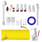 Fippy 20PCS Air Compressor Accessory Kit, Air Compressor Tool includes Recoil Air Hose, Air Duster Blow Gun and Nozzles, Air Compressor Fitting